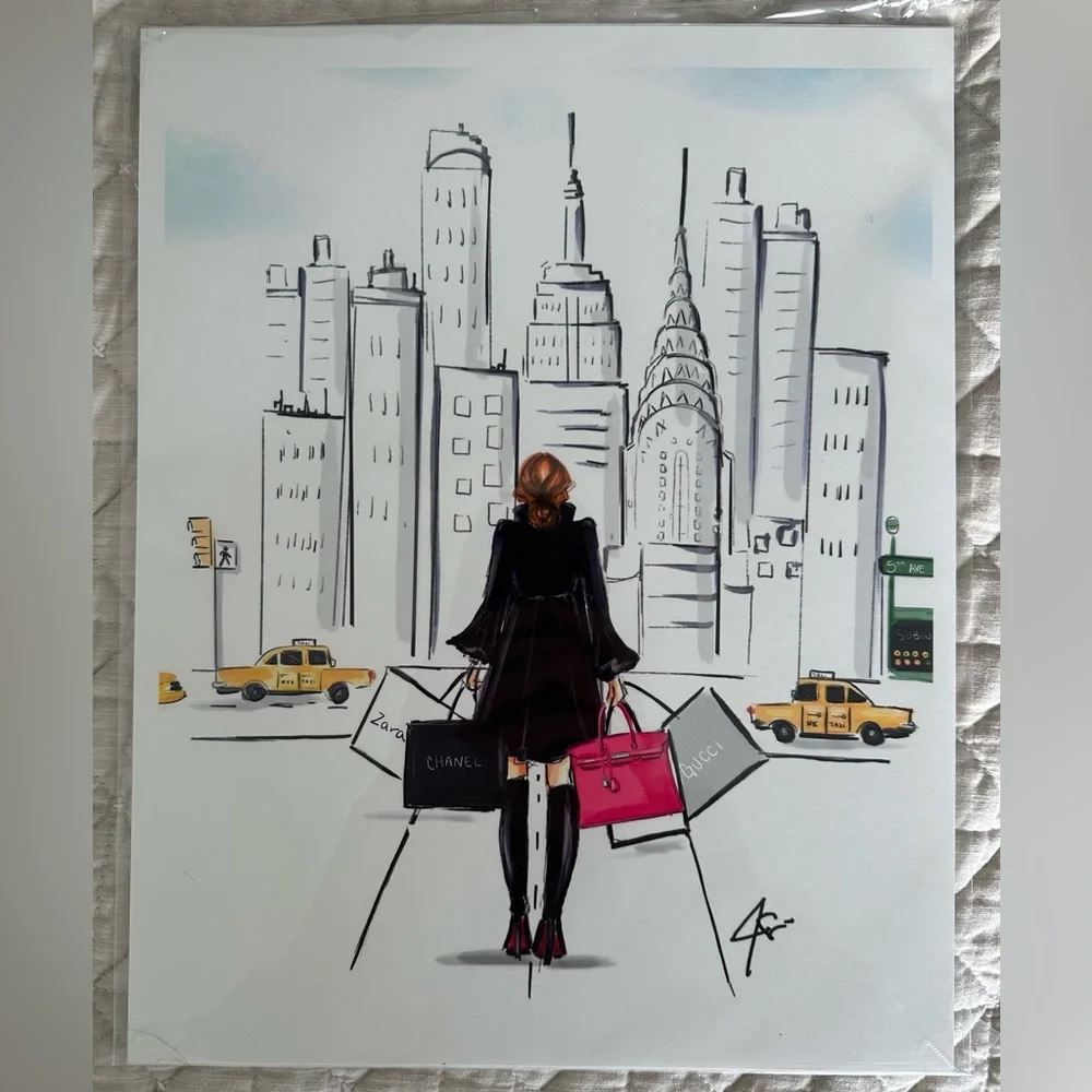 Melsy Fifth Ave Fashion Illustration Print. 11x14. - Picture 1 of 4